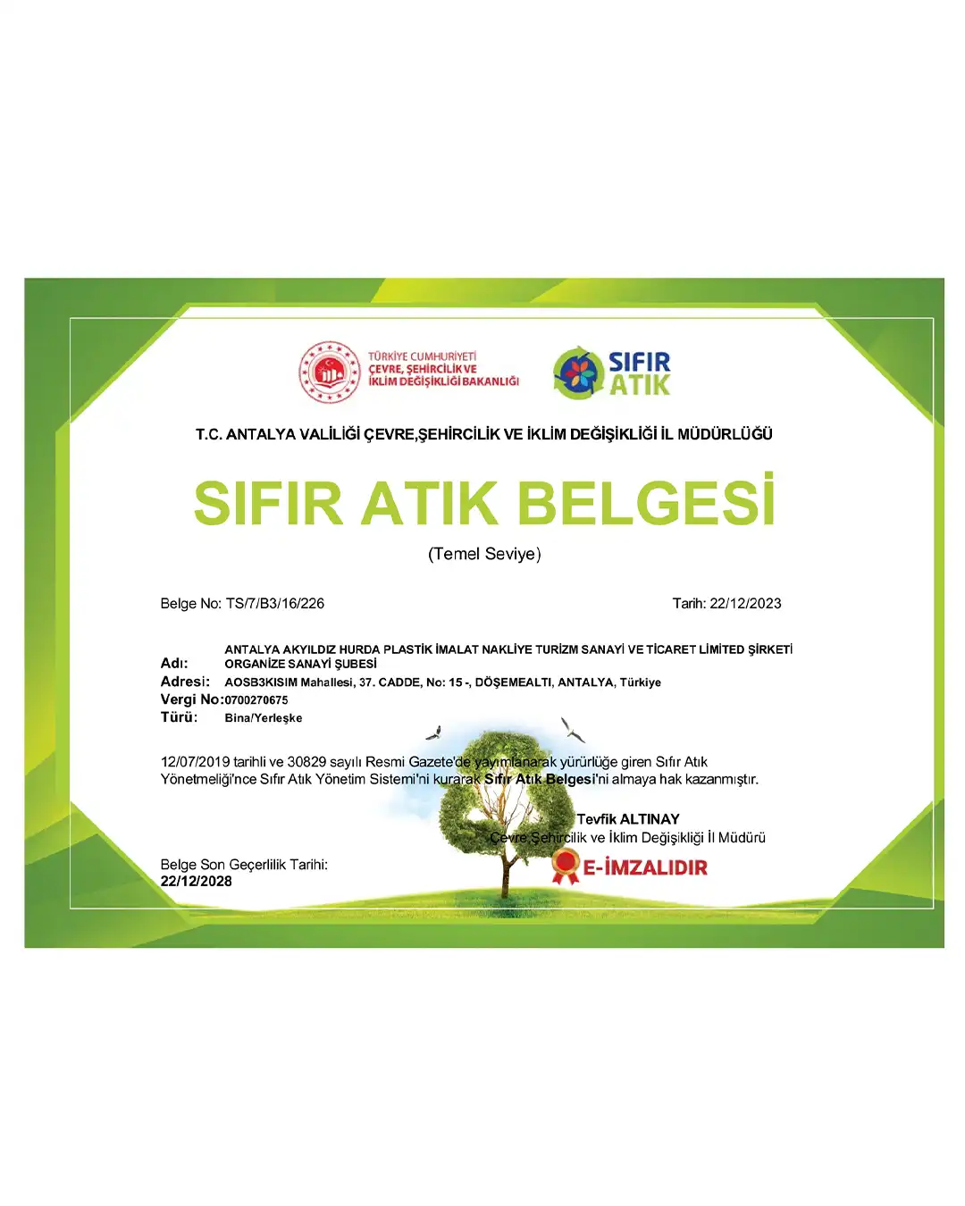 Çevre İzin Belgesi